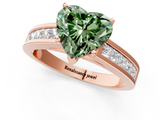 Rose gold Fancy Green Heart  Solitaire Diamond Ring with Channel-Set Band and Four-Prong Setting_4