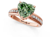 Rose gold Fancy Green Heart  Solitaire Diamond Ring with Channel Set Band and Six-Prong Setting_30