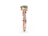 Rose gold Fancy Green Heart  Solitaire Diamond Ring with Channel Set Band and Six-Prong Setting_31