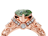 Rose gold Fancy Green Heart  Solitaire Diamond Ring with Filigree Band and Four-Prong Setting_4