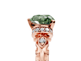 Rose gold Fancy Green Heart  Solitaire Diamond Ring with Filigree Band and Four-Prong Setting_5