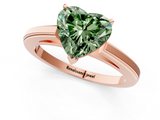 Rose gold Fancy Green Heart  Solitaire Diamond Ring with Four-Prong Setting and Classic Band_4