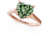 Rose gold Fancy Green Heart  Solitaire Diamond Ring with Four-Prong Setting and Tapered Band 2