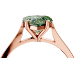 Rose gold Fancy Green Heart  Solitaire Diamond Ring with Four-Prong Setting and Tapered Band 5