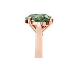 Rose gold Fancy Green Heart  Solitaire Diamond Ring with Four-Prong Setting and Tapered Band