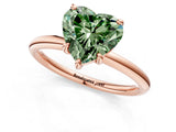 Rose gold Fancy Green Heart  Solitaire Diamond Ring with Four-Prong Setting on a Plain Band_21