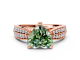 Rose gold Fancy Green Heart  Solitaire Diamond Ring with Milgrain Pavé Band and Four-Prong Setting_20