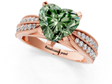 Rose gold Fancy Green Heart  Solitaire Diamond Ring with Milgrain Pavé Band and Four-Prong Setting_21