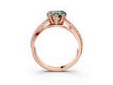 Rose gold Fancy Green Heart  Solitaire Diamond Ring with Milgrain Pavé Band and Four-Prong Setting_23