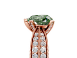 Rose gold Fancy Green Heart  Solitaire Diamond Ring with Milgrain Pavé Band and Four-Prong Setting_25