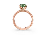Rose gold Fancy Green Heart  Solitaire Diamond Ring with Milgrain and Black Enamel X Pattern Band_32
