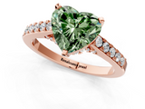 Rose gold Fancy Green Heart  Solitaire Diamond Ring with Pavé Band and Four-Prong Setting_1
