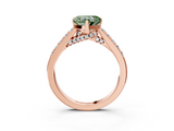Rose gold Fancy Green Heart  Solitaire Diamond Ring with Pavé Band and Four-Prong Setting_3