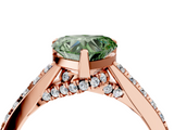 Rose gold Fancy Green Heart  Solitaire Diamond Ring with Pavé Band and Four-Prong Setting_4