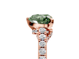 Rose gold Fancy Green Heart  Solitaire Diamond Ring with Pavé Band and Four-Prong Setting_5