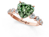 Rose gold Fancy Green Heart  Solitaire Diamond Ring with Pave Band and Four-Prong Setting_1