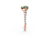 Rose gold Fancy Green Heart  Solitaire Diamond Ring with Pave Band and Four-Prong Setting_2