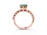Rose gold Fancy Green Heart  Solitaire Diamond Ring with Pave Band and Four-Prong Setting_3