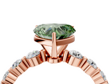 Rose gold Fancy Green Heart  Solitaire Diamond Ring with Pave Band and Four-Prong Setting_4