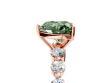 Rose gold Fancy Green Heart  Solitaire Diamond Ring with Pave Band and Four-Prong Setting_5