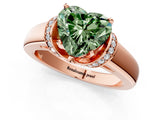 Rose gold Fancy Green Heart  Solitaire Diamond Ring with Pave Band and Six-Prong Setting_29