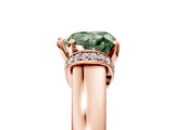 Rose gold Fancy Green Heart  Solitaire Diamond Ring with Pave Band and Six-Prong Setting_33