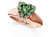 Rose gold Fancy Green Heart  Solitaire Diamond Ring with Six-Prong Cathedral Setting_33
