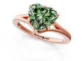 Rose gold Fancy Green Heart  Solitaire Diamond Ring with Six-Prong Setting and Tapered Band_1