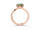 Rose gold Fancy Green Heart  Solitaire Diamond Ring with Six-Prong Setting and Tapered Band_3