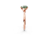 Rose gold Fancy Green Heart  Solitaire Diamond Ring with Six-Prong Setting on a Classic Band 2
