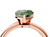 Rose gold Fancy Green Heart  Solitaire Diamond Ring with Six-Prong Setting on a Classic Band 4