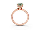Rose gold Fancy Green Heart  Solitaire Diamond Ring with Six-Prong Setting on a Classic Band_3
