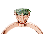 Rose gold Fancy Green Heart  Solitaire Diamond Ring with Six-Prong Setting on a Classic Band_4