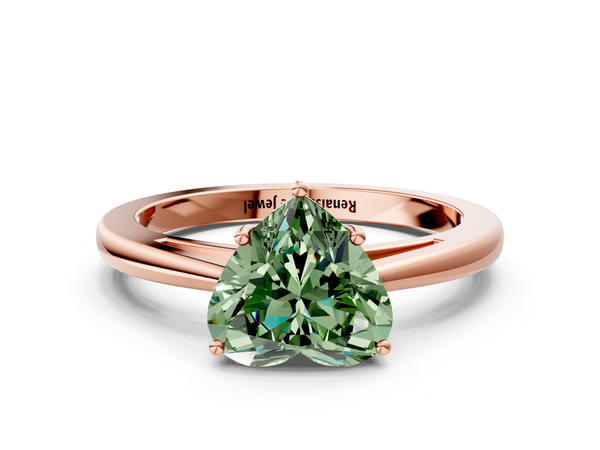 Rose gold Fancy Green Heart  Solitaire Diamond Ring with Split Shank and Four-Prong Setting