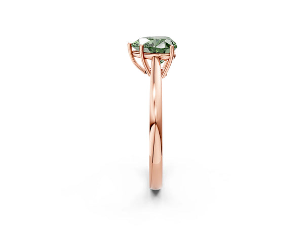 Rose gold Fancy Green Heart  Solitaire Diamond Ring with Split Shank and Four-Prong Setting