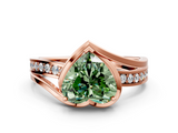 Rose gold Fancy Green Heart  Solitaire Diamond Ring with Split Shank and Prong Setting_33