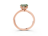 Rose gold Fancy Green Heart  Solitaire Diamond Ring with Thin Band and Four-Prong Setting_3