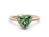 Rose gold Fancy Green Heart  Solitaire Diamond Ring with a Classic Band and Four-Prong Setting 1