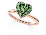 Rose gold Fancy Green Heart  Solitaire Diamond Ring with a Classic Band and Four-Prong Setting 2