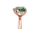 Rose gold Fancy Green Heart  Solitaire Diamond Ring with a Classic Band and Four-Prong Setting