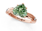 Rose gold Fancy Green Heart  Solitaire Diamond Twisted Band with Four-Prong Setting_1