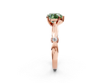 Rose gold Fancy Green Heart  Solitaire Diamond Twisted Band with Four-Prong Setting_2