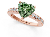 Rose gold Fancy Green Heart  Solitaire Diamond with Pavé Band and Four-Prong Setting_1