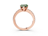Rose gold Fancy Green Heart  Solitaire Diamond with Pavé Band and Four-Prong Setting_3