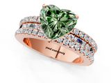 Rose gold Fancy Green Heart  Solitaire Diamond with Pave and Channel Set Band_18