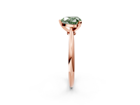 Rose gold Fancy Green Heart  Solitaire Engagement Ring with Classic Band and Four-Prong Setting_2