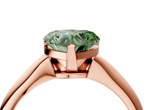 Rose gold Fancy Green Heart  Solitaire Engagement Ring with Classic Band and Four-Prong Setting_4