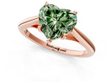 Rose gold Fancy Green Heart  Solitaire Engagement Ring with Four-Prong Setting and Classic Band 1