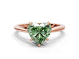 Rose gold Fancy Green Heart  Solitaire Engagement Ring with Four-Prong Setting and Classic Band