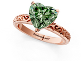 Rose gold Fancy Green Heart  Solitaire Engagement Ring with Scrollwork Band and Four-Prong Setting_1